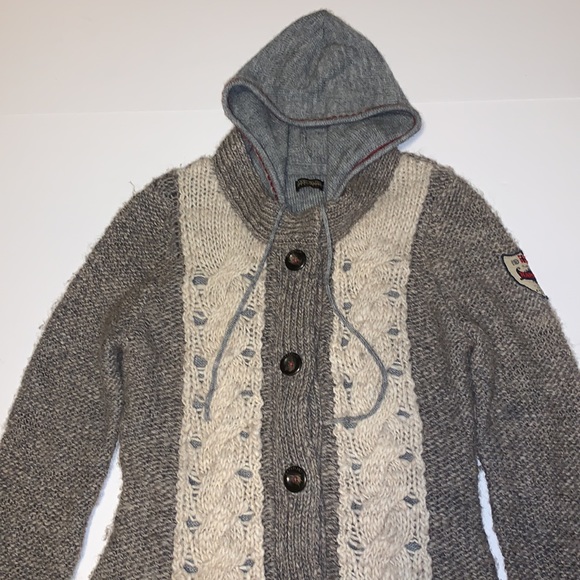 Napapijri Geographics Wool and Alpaca Hooded Cardigan - Women’s Size Small - Picture 2 of 7